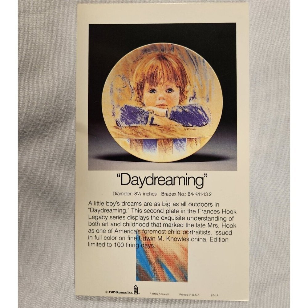 Daydreaming Plate 2 Frances Hook Legacy Series Collectors Plate- NIB (SH5U) - Picture 5 of 7